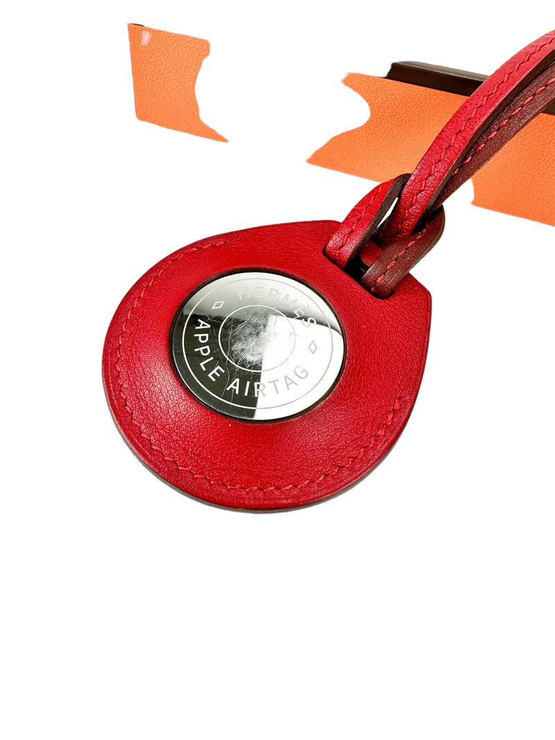 Hermes Leather Rouge Apple Air Tag Charm