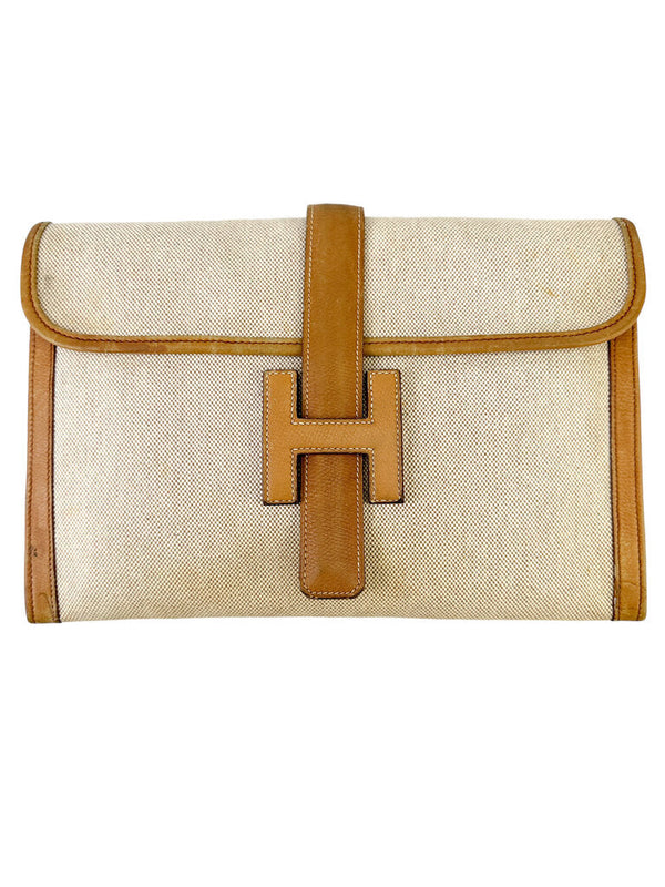 Hermès Vintage Natural H Toile Jige Clutch