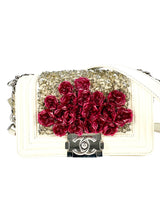 Chanel Calfskin Cream Red Stingray Paris Bombay Boy Bag Small