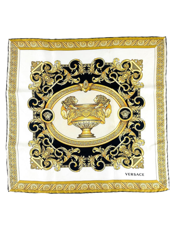 Versace Beige La Coupe D Dieux Silk Bandana Scarf