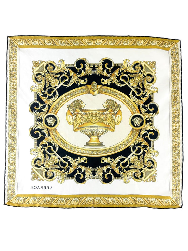 Versace Beige La Coupe D Dieux Silk Bandana Scarf