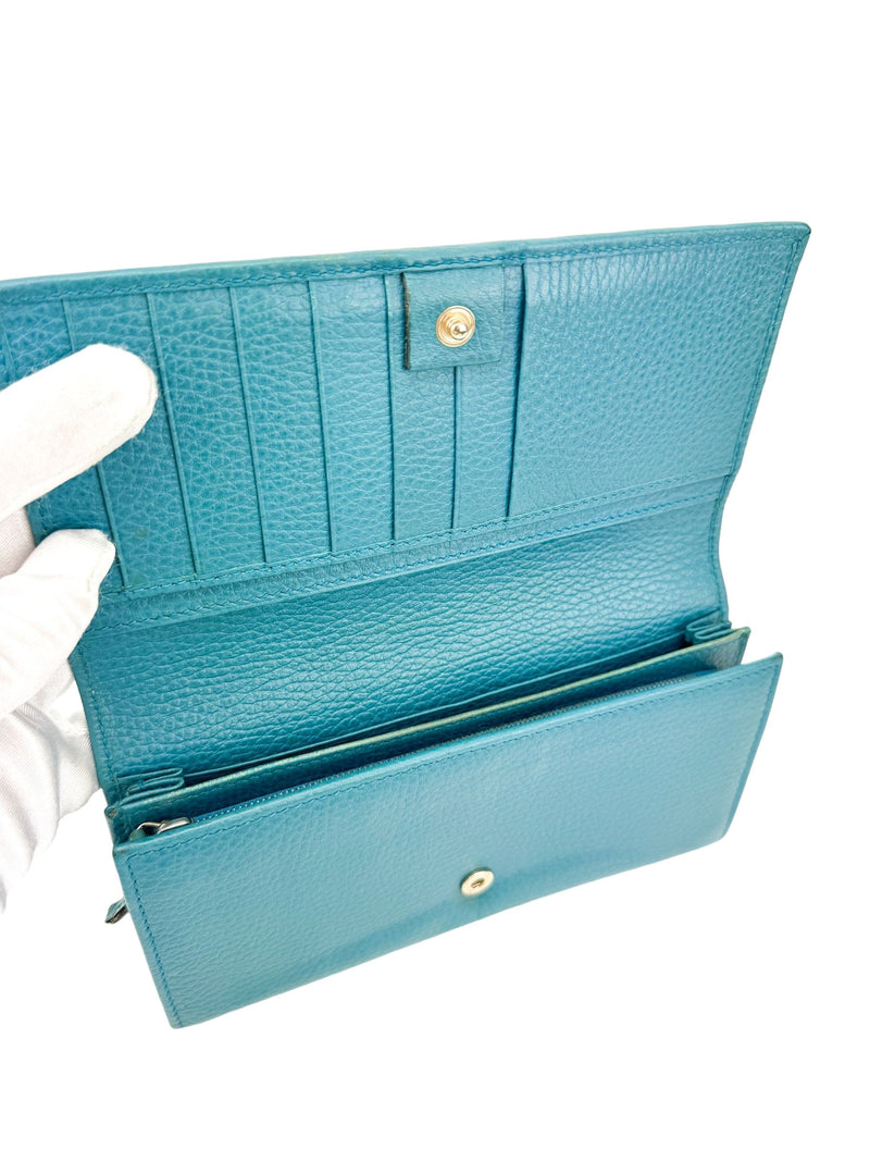 Gucci Blue Leather Long Wallet