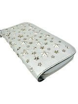 Jimmy Choo Silver Leather Studded Long Wallet