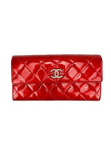 Chanel Red Patent Zip Around Wallet