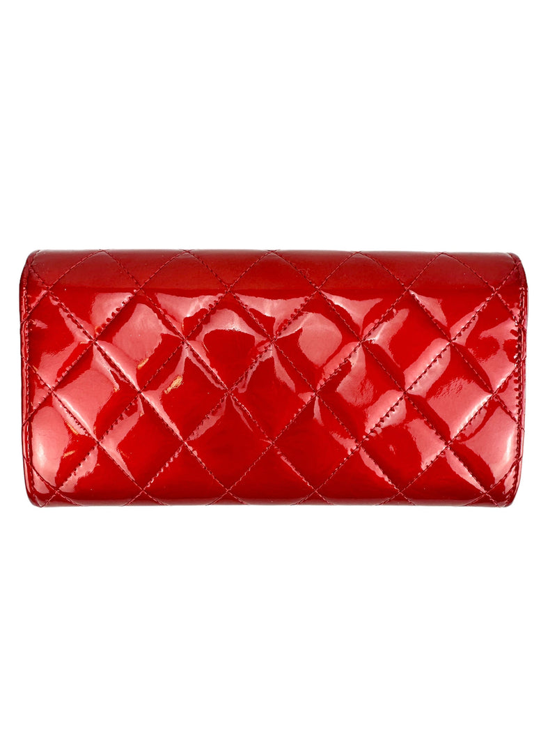 Chanel Red Patent Zip Around Wallet