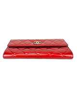 Chanel Red Patent Zip Around Wallet