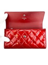 Chanel Red Patent Zip Around Wallet