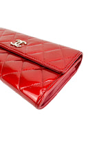 Chanel Red Patent Zip Around Wallet