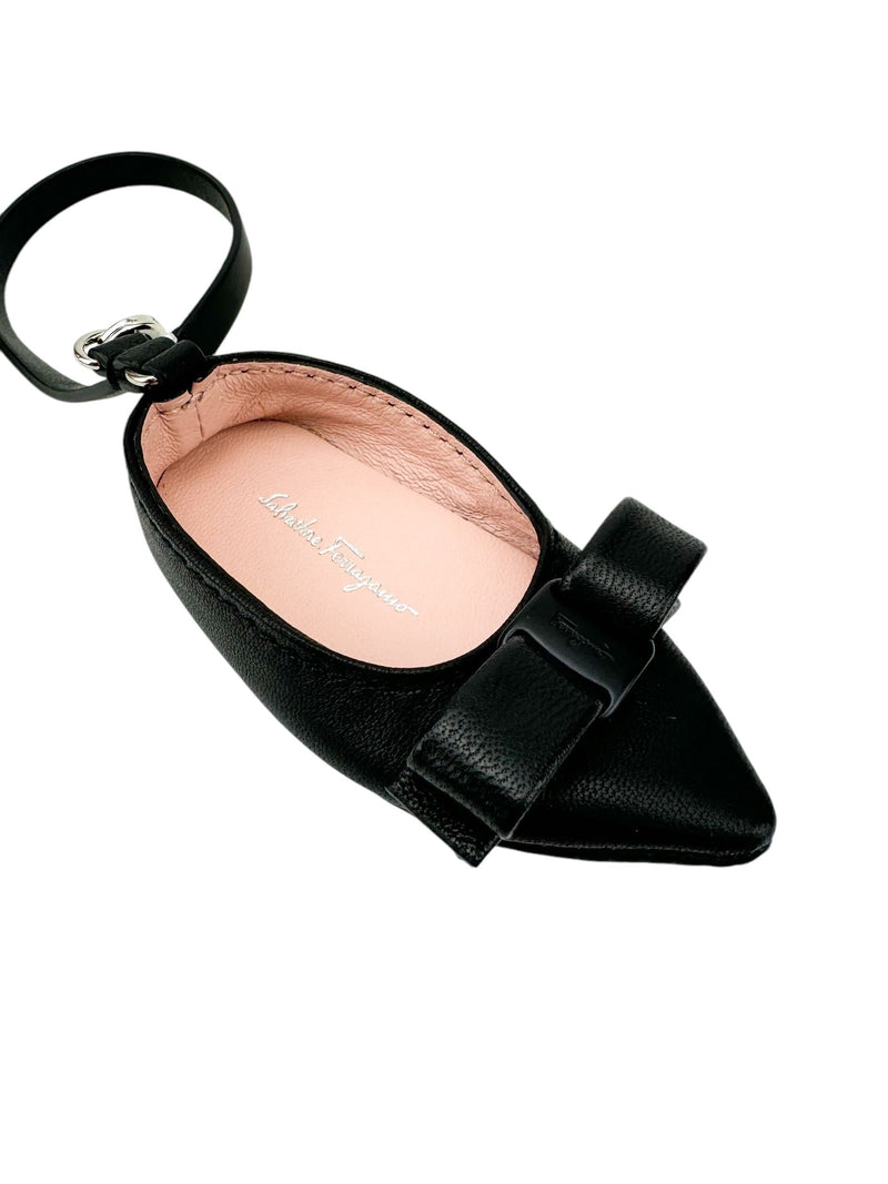 Ferragamo Black Leather Shoe Bag Charm