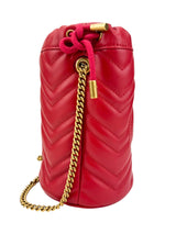 Gucci Red Leather Marmont Bucket Bag