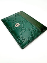 Gucci Monogram Green Leather Tiger Card Case