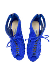 Jimmy Choo Blue Suede Lace Up Keena Heels Size 37