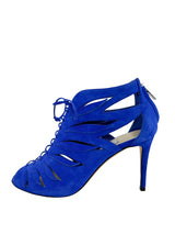 Jimmy Choo Blue Suede Lace Up Keena Heels Size 37