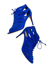 Jimmy Choo Blue Suede Lace Up Keena Heels Size 37