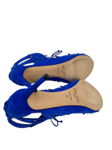 Jimmy Choo Blue Suede Lace Up Keena Heels Size 37