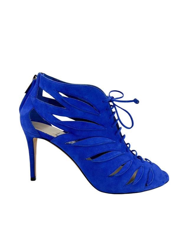 Jimmy Choo Blue Suede Lace Up Keena Heels Size 37