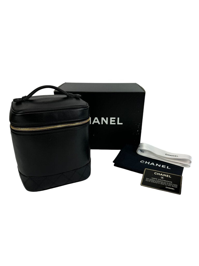 Chanel Black Vintage Lambskin Vanity Bag (Full Set)