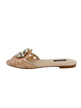 Dolce & Gabbana Rose Gold Lace with Brooch Slippers