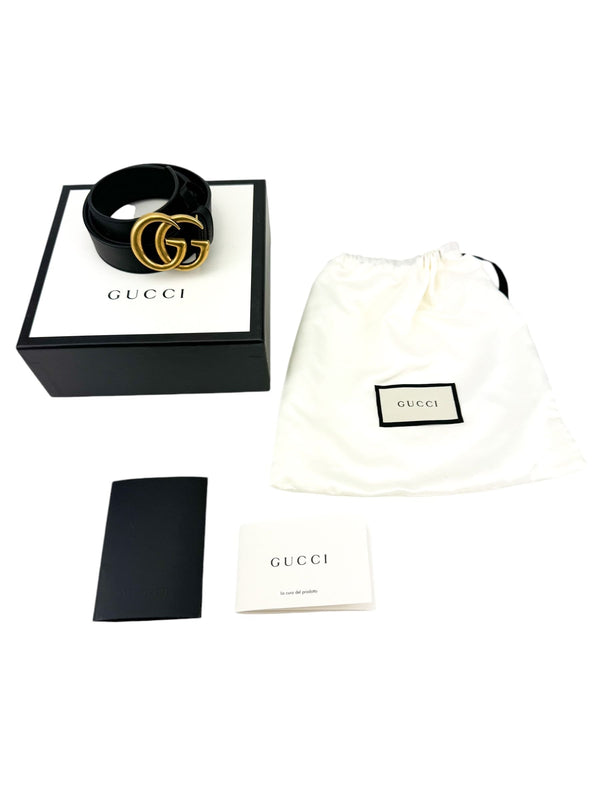 Gucci Black Leather GG Belt Size 80/32