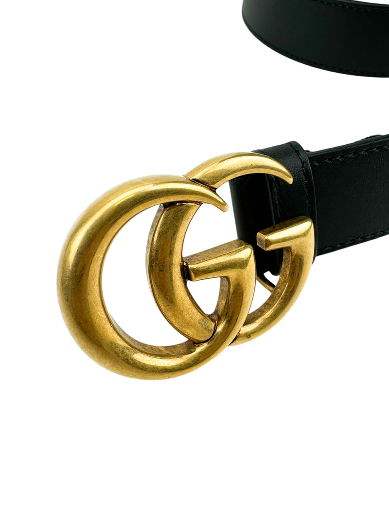 Gucci Black Leather GG Belt Size 80/32