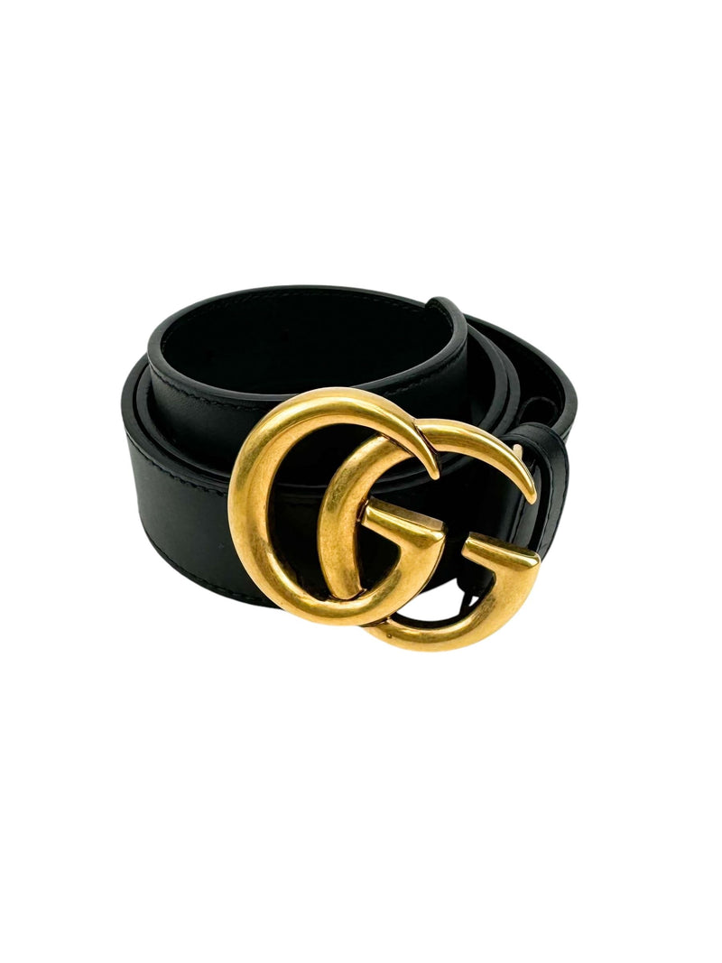 Gucci Black Leather GG Belt Size 80/32