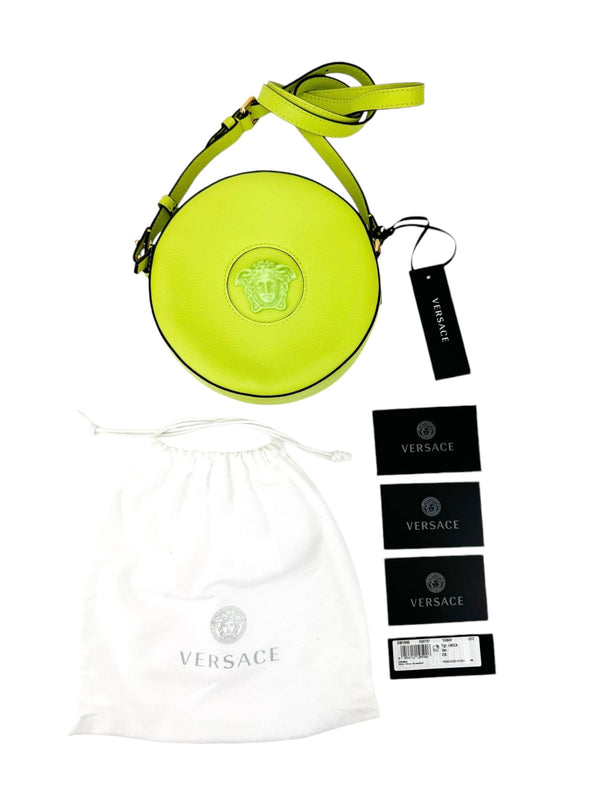 Versace Lime Green Leather Medusa Round Bag