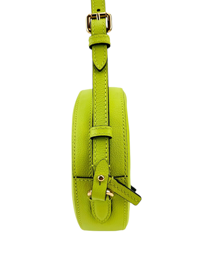 Versace Lime Green Leather Medusa Round Bag