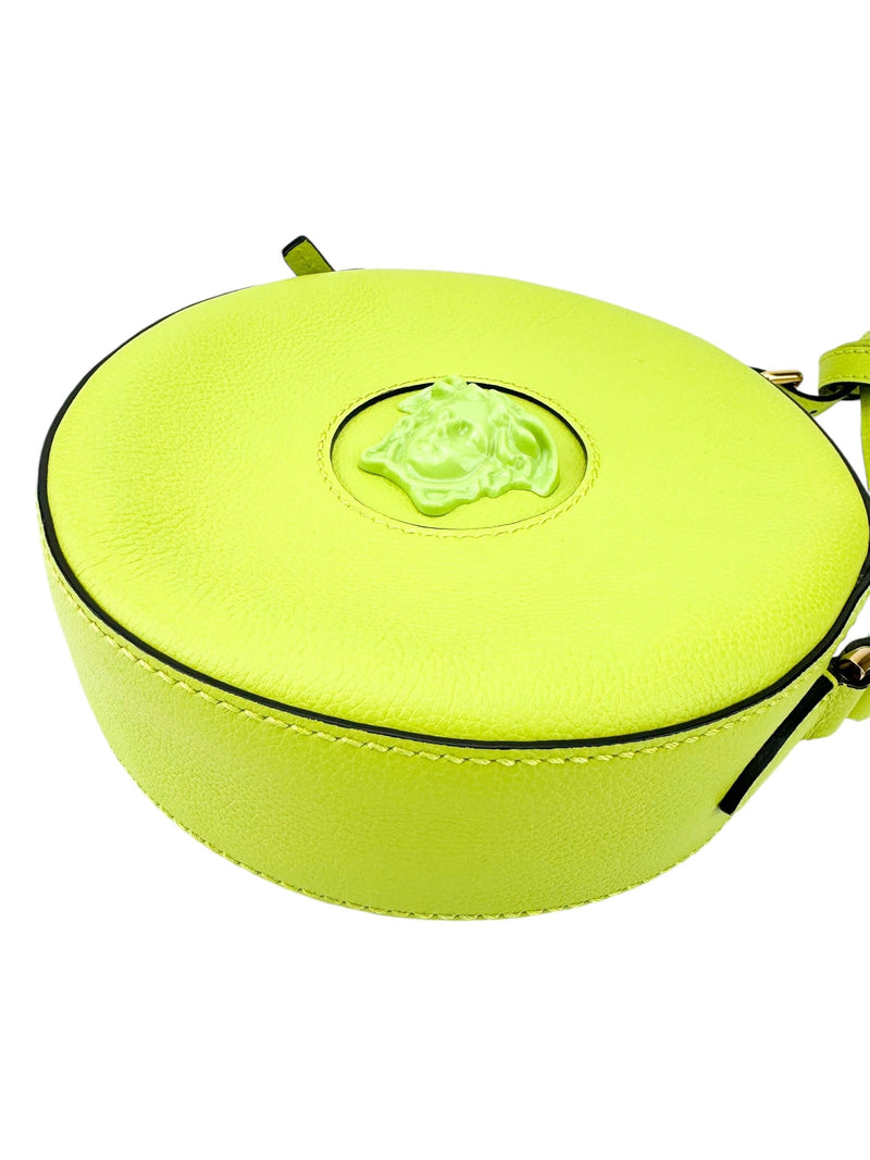 Versace Lime Green Leather Medusa Round Bag