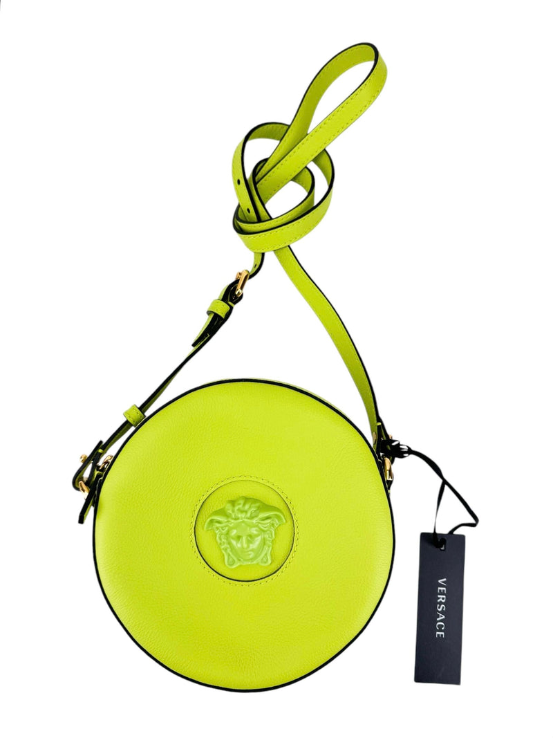 Versace Lime Green Leather Medusa Round Bag