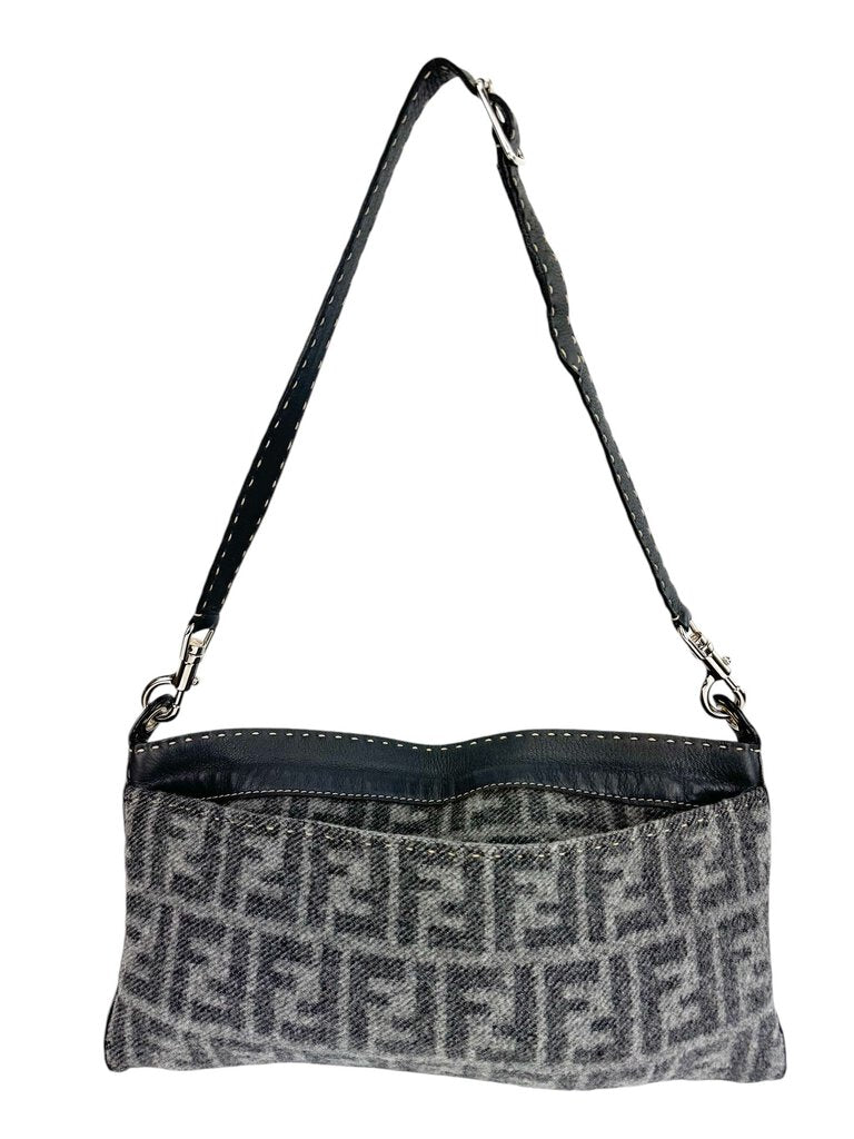 Fendi Gray Wool Sellaria Shoulder Bag