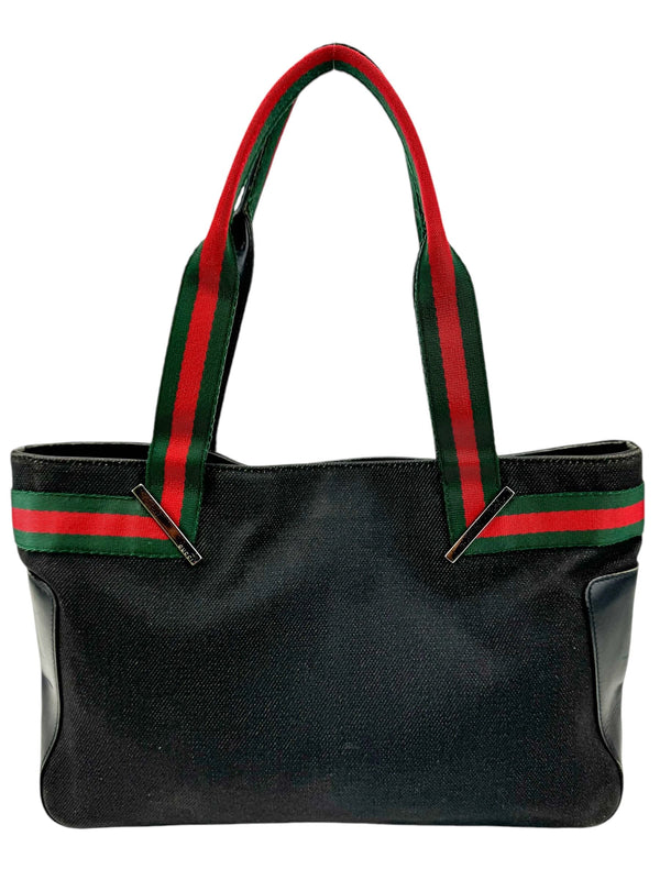 Gucci Black Canvas Shelly Tote Bag