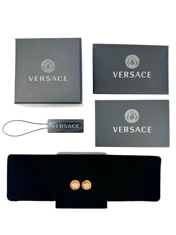 Versace Gold Tone Medusa Stud Earrings