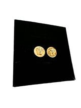 Versace Gold Tone Medusa Stud Earrings