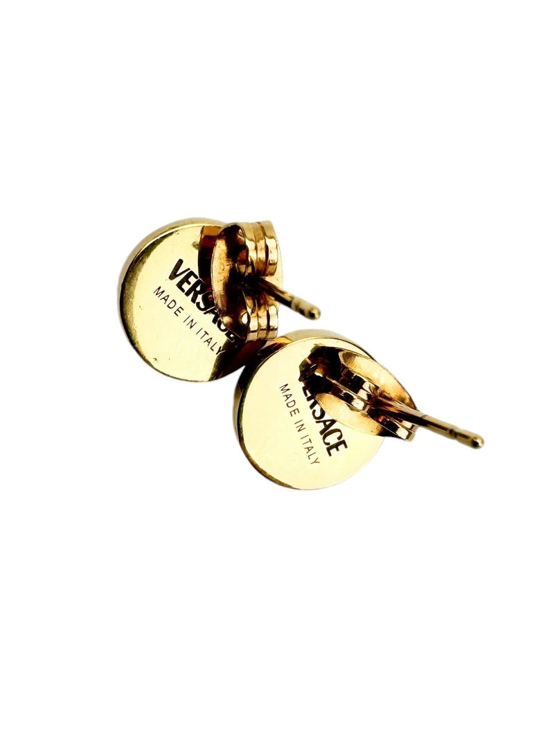 Versace Gold Tone Medusa Stud Earrings