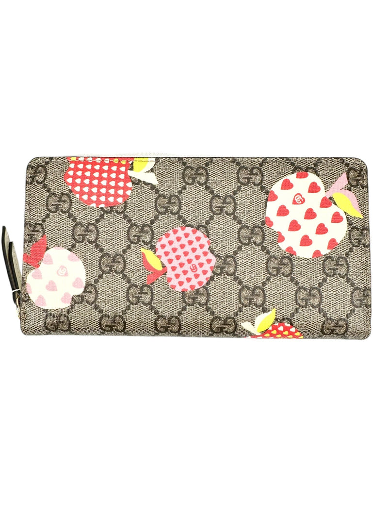 Gucci GG Supreme Coated Canvas Les Pommes Long Wallet