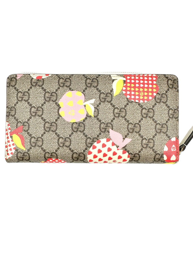 Gucci GG Supreme Coated Canvas Les Pommes Long Wallet