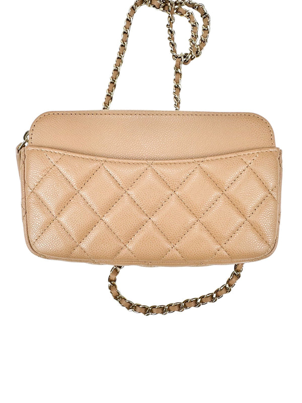 Chanel Caramel Matelasse Lambskin Quilted Phone Bag