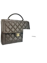 Chanel Brown Caviar Leather Kelly Top Handle Bag