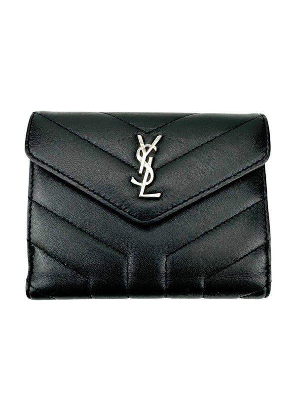 Saint Laurent Black Leather Y-Quilted Wallet