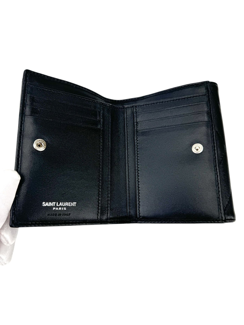 Saint Laurent Black Leather Y-Quilted Wallet