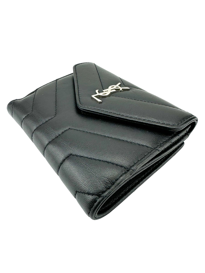 Saint Laurent Black Leather Y-Quilted Wallet