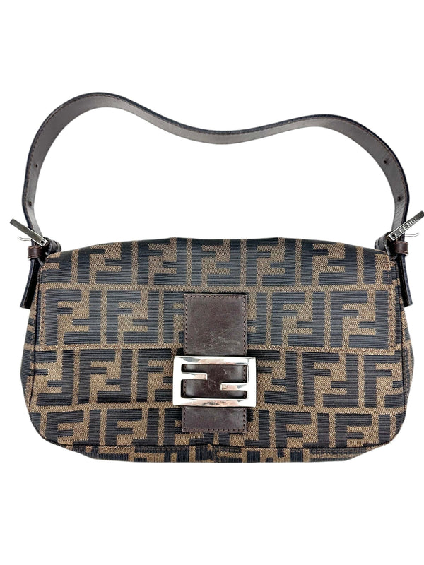 Fendi Brown Canvas Zucca Baugette