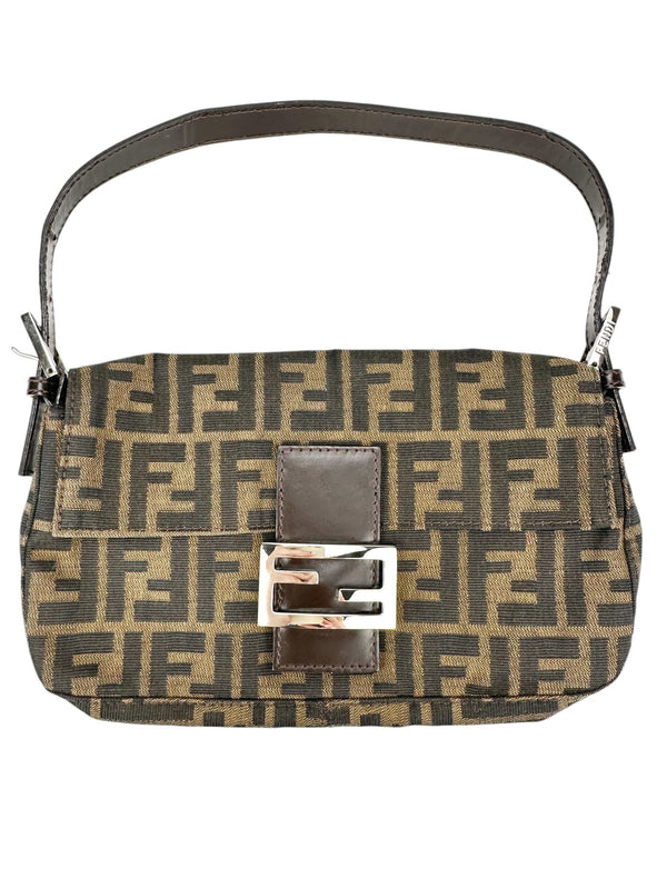 Fendi Brown Canvas Zucca Baugette