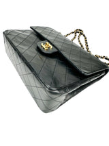 Chanel Black Matelasse 25 Double Flap Bag