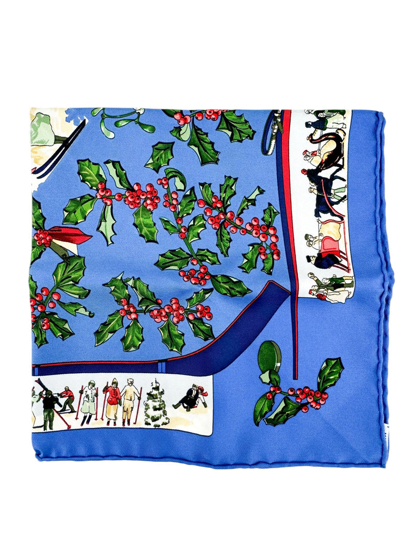 Hermes Blue Silk Squared Scarf