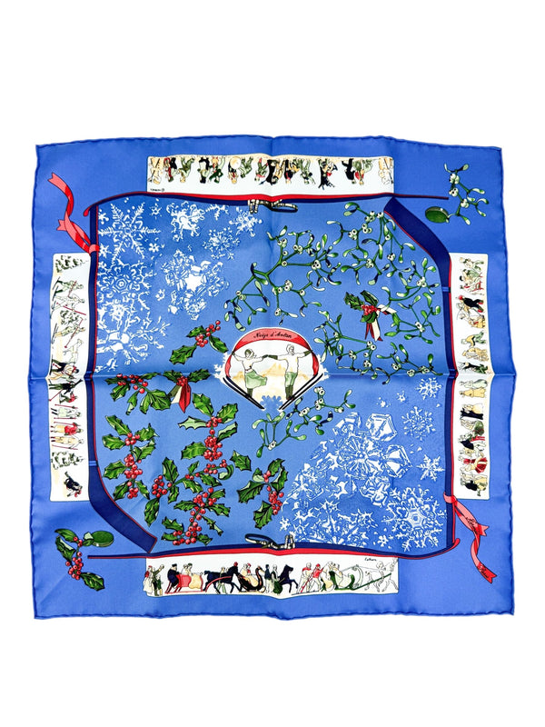 Hermes Blue Silk Squared Scarf