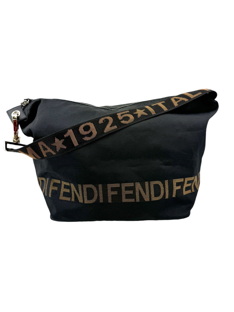 Fendi Black Nylon Logo Shoulder Bag