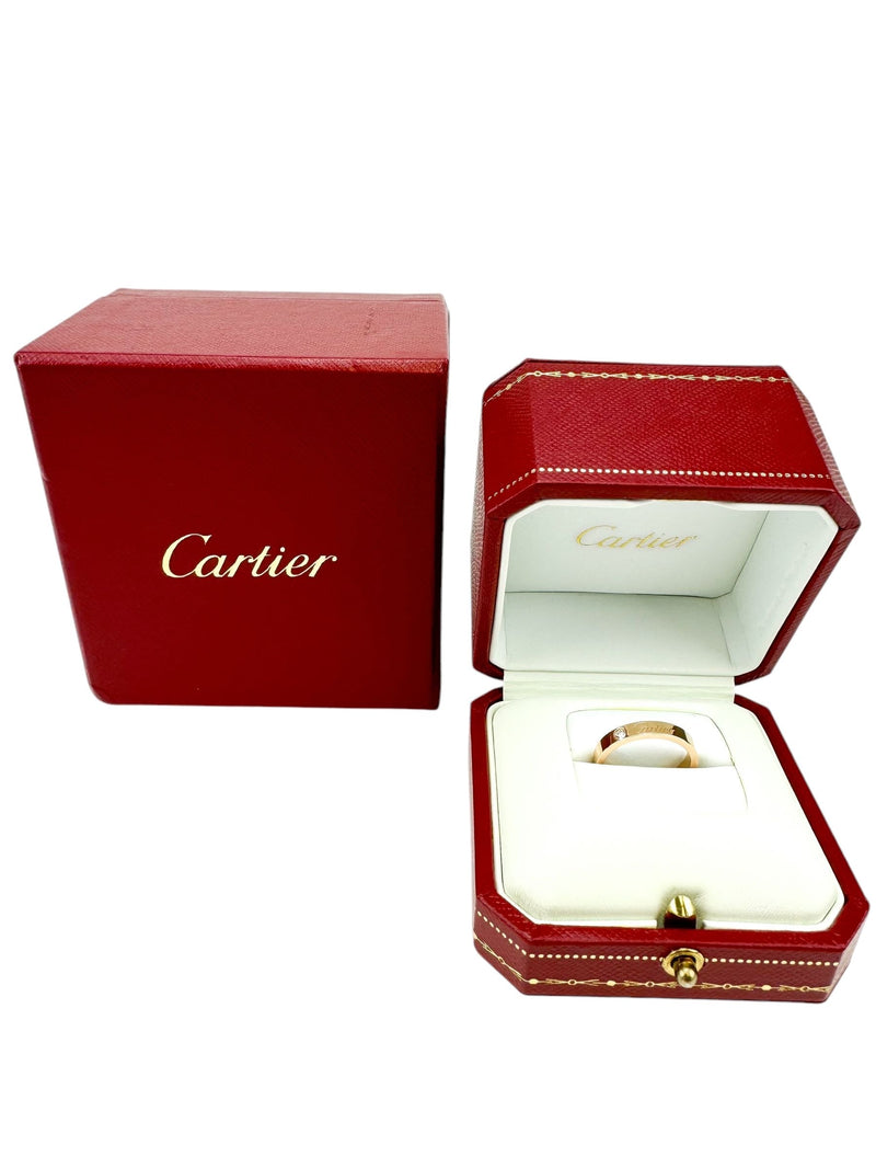 Cartier 18K Rose Gold Engraved Diamond Ring 5 1/8