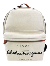 Ferragamo Beige Canvas Backpack