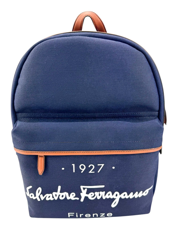 Ferragamo Navy Canvas Backpack